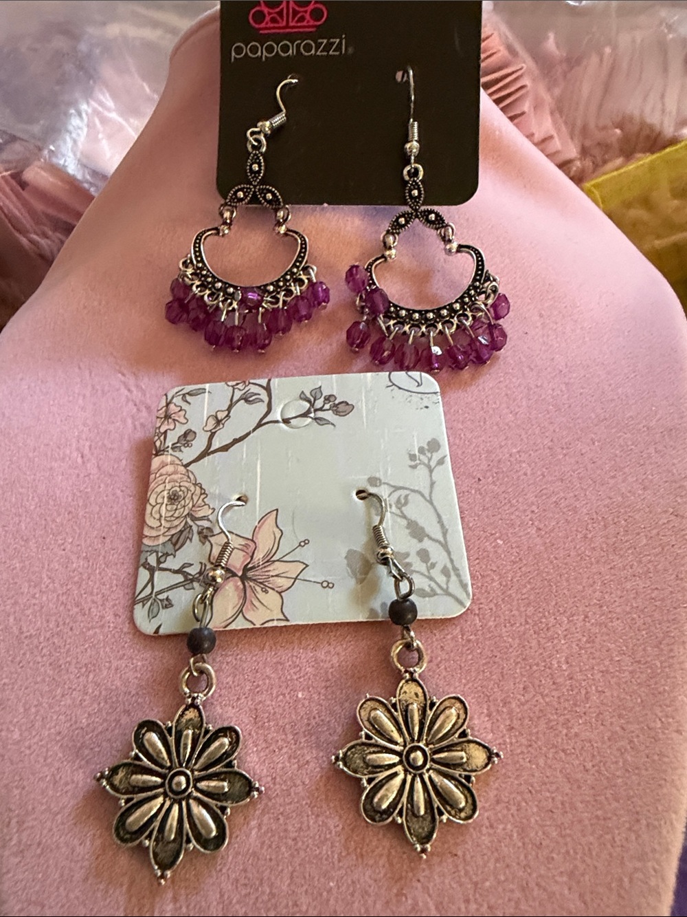 paparazzi, 2 Set, Silver-Tone Earrings. 2” Drop Hook, (J0233)